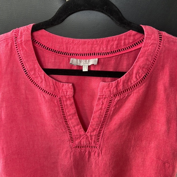 HOBBS LONDON linen shift dress in raspberry pink color, size 6 US - Picture 3 of 7